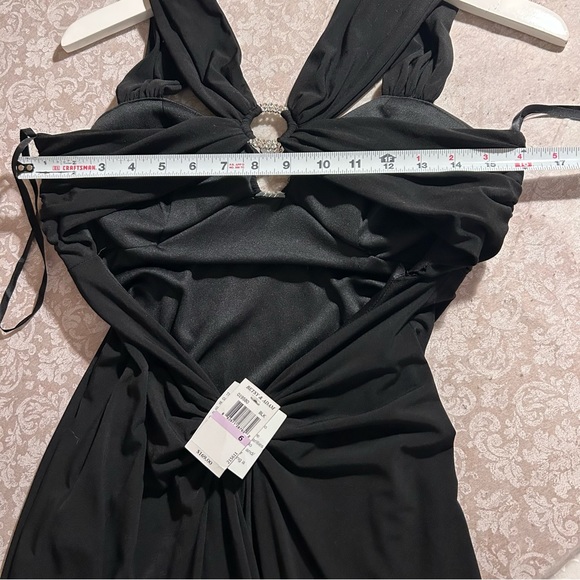 Betsy & Adam ~ new ~ Rhinestone Black Maxi Dress Evening Gown in size 6 - Picture 13 of 16